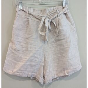 Civico 51 Natural 100% Linen Paperbag Shorts Size Small